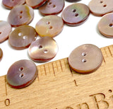 Mocha Plum Lustre Shell, Iridescent Shiny Buttons, 1/2"  / 12mm 2-Hole, Pack of 10 #JB-152