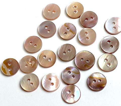 Mocha Plum Lustre Shell, Iridescent Shiny Buttons, 7/16"  / 11mm 2-Hole, Pack of 10 #JB-153