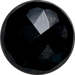 Vintage Faceted Black Czech Glass 15/16" Buttons, Opaque Shiny, Shank Back, Per Button #VB-39
