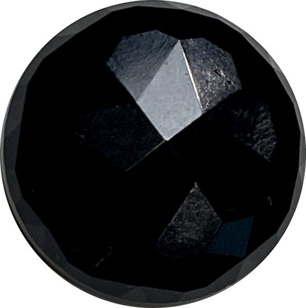 Vintage Faceted Black Czech Glass 15/16" Buttons, Opaque Shiny, Shank Back, Per Button #VB-39