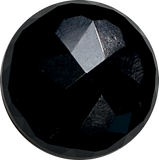 Card of 12 Vintage Faceted Black Czech Glass 15/16" Buttons, Opaque Shiny, Shank Back #VB-39-12