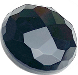 Card of 12 Vintage Faceted Black Czech Glass 15/16" Buttons, Opaque Shiny, Shank Back #VB-39-12