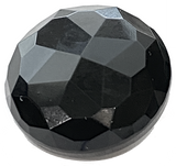 Card of 12 Vintage Faceted Black Czech Glass 15/16" Buttons, Opaque Shiny, Shank Back #VB-39-12