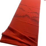 SET OF 8 Vintage Kimono Silk Pieces: Dark Tomato Mountains and Grasses Liquid Drape, Various Sizes  # 6321
