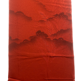 SET OF 8 Vintage Kimono Silk Pieces: Dark Tomato Mountains and Grasses Liquid Drape, Various Sizes  # 6321