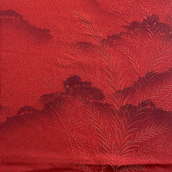 SET OF 8 Vintage Kimono Silk Pieces: Dark Tomato Mountains and Grasses Liquid Drape, Various Sizes  # 6321