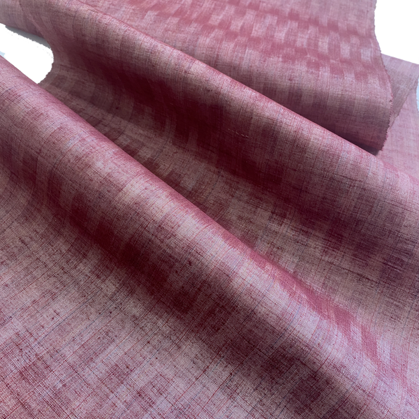 Running Low, Dusty Mulberry Wandering Rectagles Ikat, Vintage Kimono Silk from Japan By the Yard  # 150