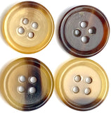 Re-Stocked, 3/4" Four-Hole Brown/Tan Natural Horn Button, 19mm Rimmed #SK-0096