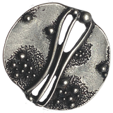 Oceanic Artform Large Silver/Black Unusual Roundish Button, 1-3/8" #SK-885