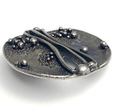 Oceanic Artform Large Silver/Black Unusual Roundish Button, 1-3/8" #SK-885