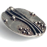 Oceanic Artform Large Silver/Black Unusual Roundish Button, 1-3/8" #SK-885