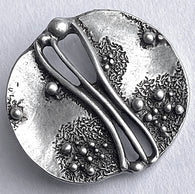 Oceanic Artform Large Silver/Black Unusual Roundish Button, 1-3/8" #SK-885