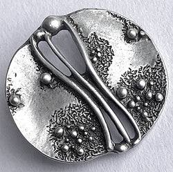 Oceanic Artform Large Silver/Black Unusual Roundish Button, 1-3/8" #SK-885