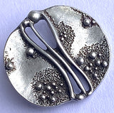 Oceanic Artform Large Silver/Black Unusual Roundish Button, 1-3/8" #SK-885