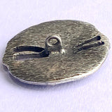 Oceanic Artform Large Silver/Black Unusual Roundish Button, 1-3/8" #SK-885