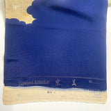 Full BOLT of Vintage Navy Furisode Kimono Miyoshi Chirimen Crepe Silk, Traditional Floral from Japan #221