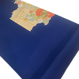 Full BOLT of Vintage Navy Furisode Kimono Miyoshi Chirimen Crepe Silk, Traditional Floral from Japan #221