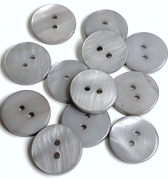 Re-Stocked Gray 2-Hole River Shell 5/8" Button, Pack of 12  #SK-1790-Med. Gray