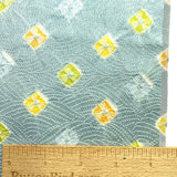 Silvery Teal Gleaming Shibori Satin Vintage Kimono Silk Piece, 14" x 44"   #7317