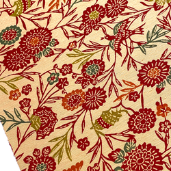 Birds, Bamboo, Flowers on Sandy Tan, Colorful Bingata, Vintage Kimono Silk Piece 14" x 90". #2541