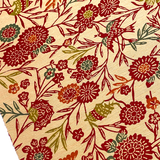 Birds, Bamboo, Flowers on Sandy Tan, Colorful Bingata, Vintage Kimono Silk Piece 14" x 90". #2541