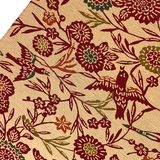 Birds, Bamboo, Flowers on Sandy Tan, Colorful Bingata, Vintage Kimono Silk Piece 14" x 90". #2541