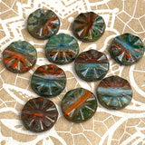 Volcano Sun Czech Abstract Glass Bead 3/4" / 18mm,  #L-252
