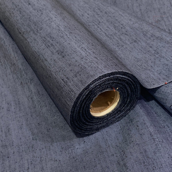 Slubby Blackish Indigo, Vintage Semi-Shiny Kimono Silk from Japan By the Yard,  #407