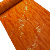Orange/Orange Tree Bark/ Blossoms, Antique Look Kimono Silk from Japan, By the Yard  #408