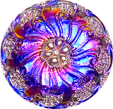 LAST ONES, Rainbow Plumeria, Magenta Czech Glass Button 1-1/16" 27mm # CZ-066