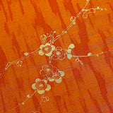 Orange/Orange Tree Bark/ Blossoms, Antique Look Kimono Silk from Japan, By the Yard  #408