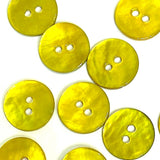 Re-Stocked Vibrant Yellow-Green 11/16" Pearl Shell 2-hole, Per Button   #D-903