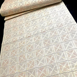 True Tsumugi with Weaving Flaw, Off-White Geometric Squares Ikat Vintage Kimono Silk from Japan By the Yard,  #409