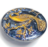 SALE Sapphire / Indigo Peacock Czech Glass Button, 22mm  7/8" # CZ-247