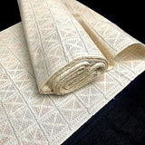 True Tsumugi with Weaving Flaw, Off-White Geometric Squares Ikat Vintage Kimono Silk from Japan By the Yard,  #409