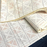 True Tsumugi with Weaving Flaw, Off-White Geometric Squares Ikat Vintage Kimono Silk from Japan By the Yard,  #409