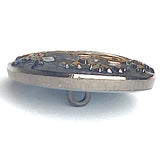 SALE Sapphire / Indigo Peacock Czech Glass Button, 22mm  7/8" # CZ-247