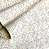 True Tsumugi with Weaving Flaw, Off-White Geometric Squares Ikat Vintage Kimono Silk from Japan By the Yard,  #409