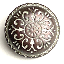 Copper/White Arrows & Swirls, 15/16" Metal Button  #SWC-38