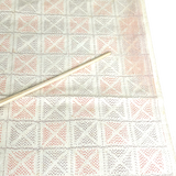 True Tsumugi with Weaving Flaw, Off-White Geometric Squares Ikat Vintage Kimono Silk from Japan By the Yard,  #409