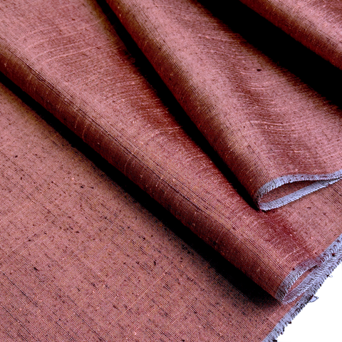 Slubby Copper Tsumugi Vintage Kimono Silk from Japan By the Yard   #410