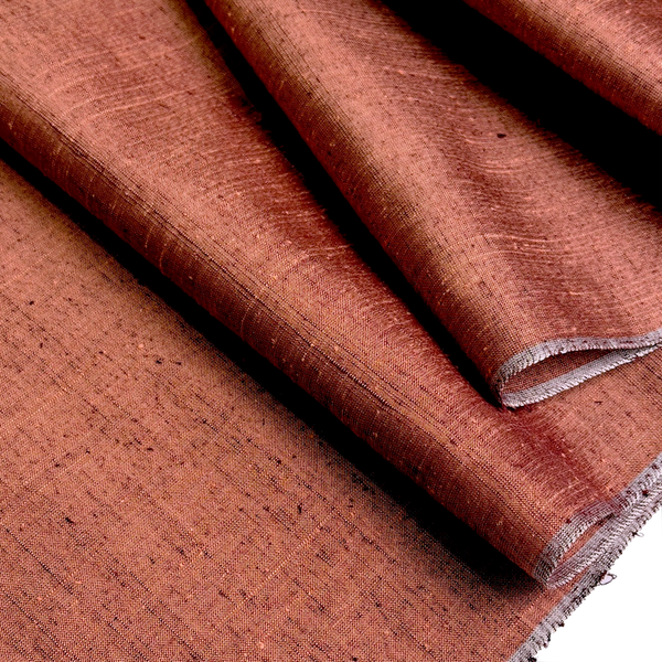 Slubby Copper Tsumugi Vintage Kimono Silk from Japan By the Yard   #410