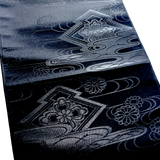 WHOLE BOLT OF OBI SILK: Black and Invisible Silver Jacquard, Stiff Ornate Heavy Thick Plant-Dyed Silk from Japan #151