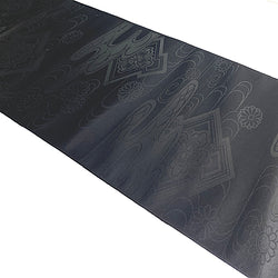 WHOLE BOLT OF OBI SILK: Black and Invisible Silver Jacquard, Stiff Ornate Heavy Thick Plant-Dyed Silk from Japan #151