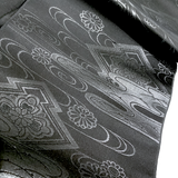 WHOLE BOLT OF OBI SILK: Black and Invisible Silver Jacquard, Stiff Ornate Heavy Thick Plant-Dyed Silk from Japan #151