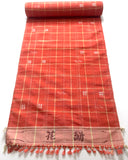Orange Plaid Ikat Vintage Kimono Silk from Japan By the Yard   #411