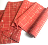 Orange Plaid Ikat Vintage Kimono Silk from Japan By the Yard   #411