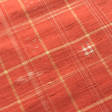 Orange Plaid Ikat Vintage Kimono Silk from Japan By the Yard   #411