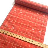 Orange Plaid Ikat Vintage Kimono Silk from Japan By the Yard   #411
