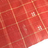 Orange Plaid Ikat Vintage Kimono Silk from Japan By the Yard   #411